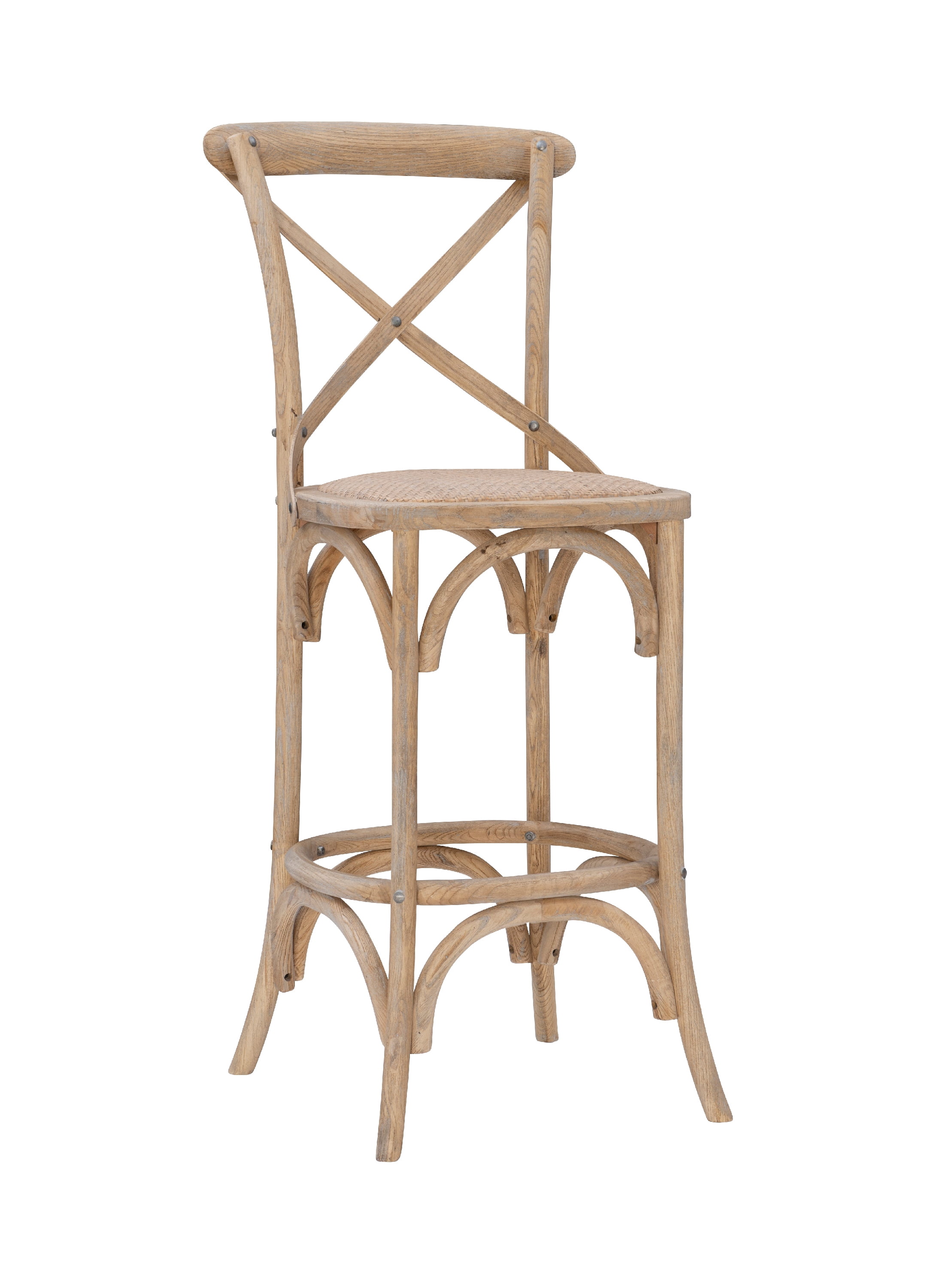 Linon Kershaw X-Back Bar Stool, 30" Seat Height, Gray Wash Finish