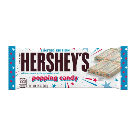HERSHEY S LIMITED EDITION White Creme with Sprinkles And Popping Candy  1.5 Ounce Bars - 36 Count Display Box