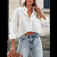 thumbnail image 4 of Camisas de Mujer con Botones, Tops Casuales de Larga, Blusa con Solapa y Bolsillo en el Pecho XL, 4 of 8