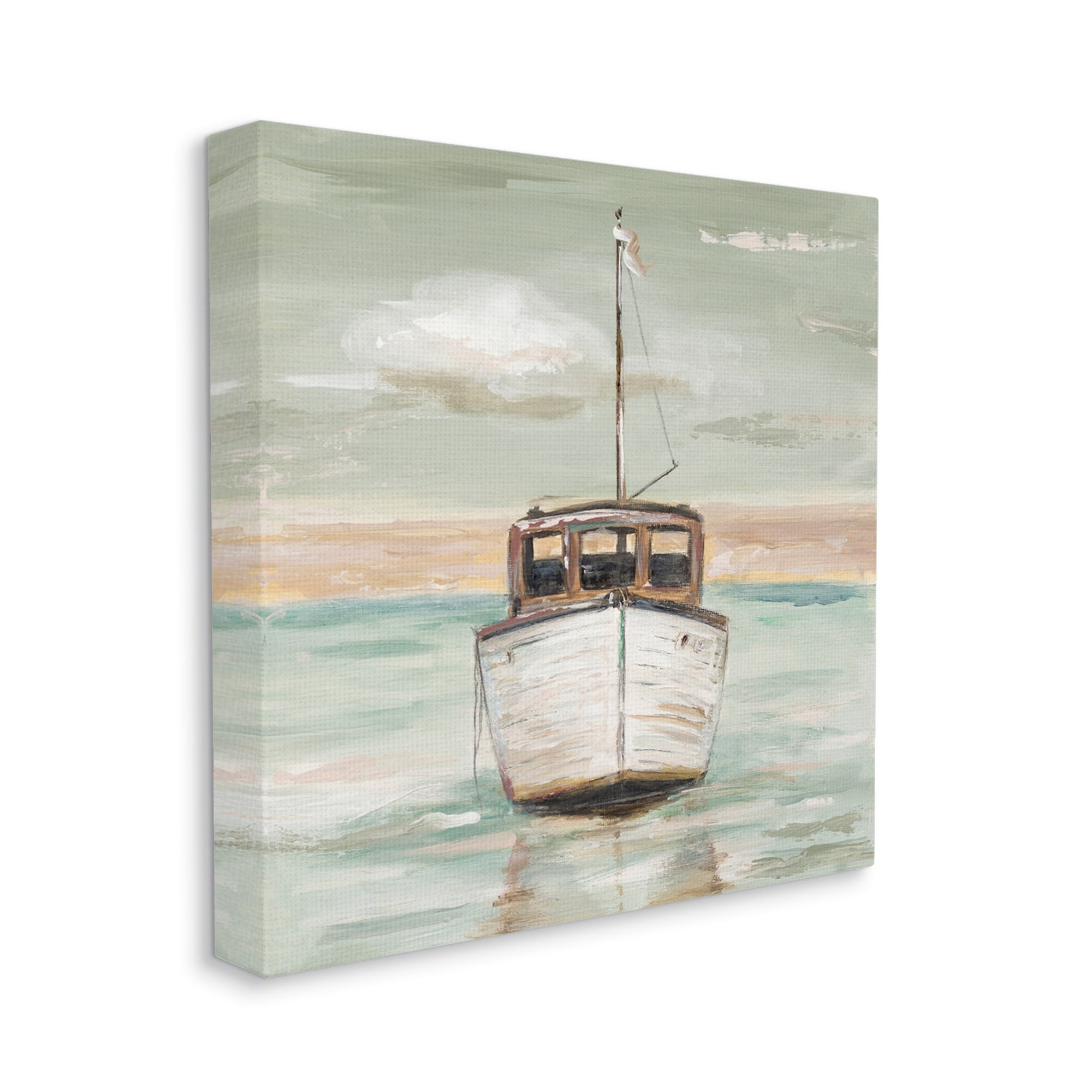 Stupell Industries Navigating Water Vessel Ocean Crossroads Sunset Painting,17 x 17, Design by Patricia Pinto