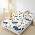 thumbnail image 4 of jejeloiu Cartoon Whale Starfish Queen Sheet Sets,Nautical Sailboat Flat Sheet,Ocean Theme Queen Fitted Sheet For Child,Lightweight Room Decor,4 Pieces, 4 of 7