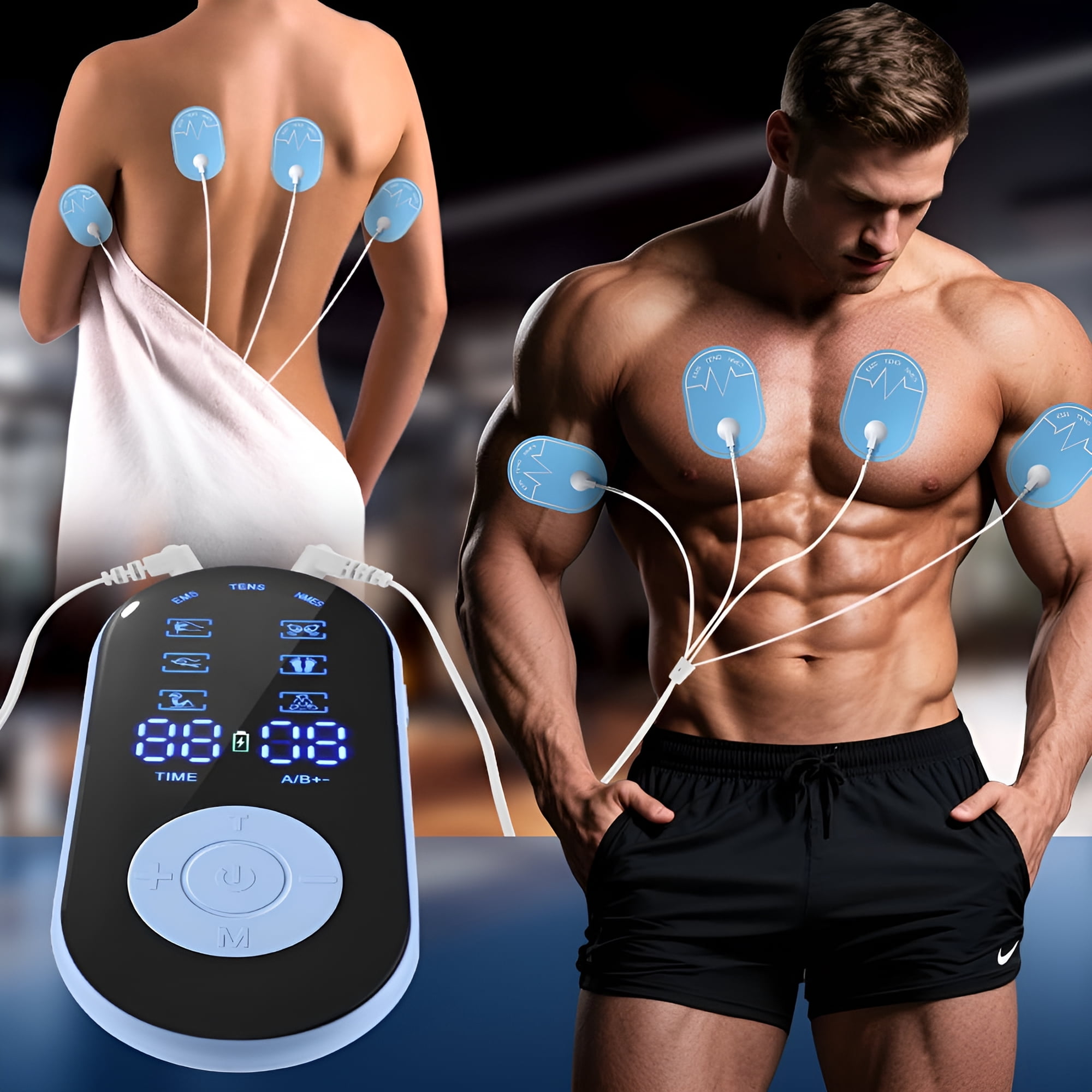 ELDORIX 3-in-1 TENS Unit Muscle Stimulator,Muscle Stimulator for Relaxation,EMS Dual Channel Pulse Massager with 8 Reusable Electrode Pads 18 Modes for Back Neck Muscle Relief,Wireless Tens
