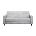 thumbnail image 2 of Alma 77 Inch Velvet Upholstered Sofa, Track Arms, Button Tufted Light Gray- Saltoro Sherpi, 2 of 5