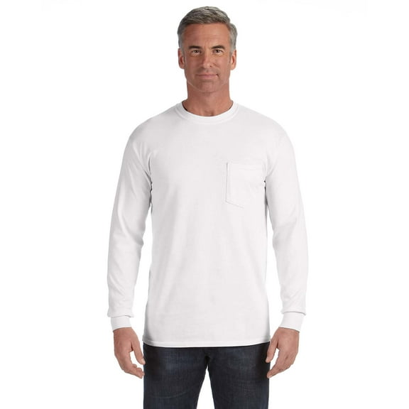 Comfort Colors Adult Long Sleeve Pocket Tee , C4410 , WHITE , XX-Large