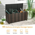 thumbnail image 4 of Patiojoy 96 Gallon Outdoor Storage Box PE Wicker Deck Box with 4 Wheels & Waterproof Liner Patio Rattan Storage Container Mix Brown, 4 of 10