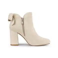 thumbnail image 3 of BLISSFUL STEP Women's Boots Faux Suede Bow Decor Chunky High Heel Round Toe Side Zipper Booties Beige 7.5, 3 of 7