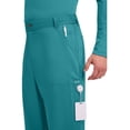 thumbnail image 3 of Cherokee Mens Scrub Pants with Cargo Pockets, Two-Way Stretch Modern fit Button Closure with Inside Drawstring Pants - WW140, L Tall, Teal Blue, 3 of 7