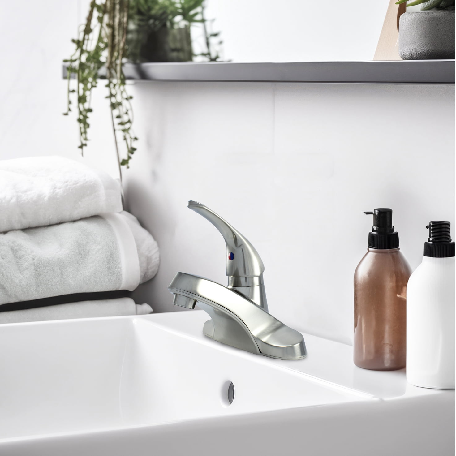 WMF-4316ZLP-BN - Hybrid Metal Deck Lavatory Bathroom Faucet, Single Handle Pop-up Included