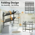 thumbnail image 2 of Folding Over Toilet Storage Shelf with Hooks and Paper Holder - Black, 2 of 5