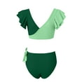 thumbnail image 5 of Linfrsh Sexy Bikinis for Women V Neck Knot Twist Front Push Up High Waisted Cheeky Two Piece Swimsuit Green,2XL, 5 of 5