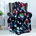 thumbnail image 4 of Geometric Soft Flannel Fleece Throw Blanket, Retro Pattern with Colorful Mosaic Modern Optical Structure Illustration, Cozy Plush for Indoor and Outdoor Use, 70" x 90", Multicolor, by Ambesonne, 4 of 5