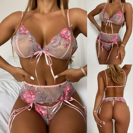 

MRULIC lingerie for women Sleepwear Polyester Lace Daily Woman Pink + XXL