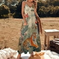 thumbnail image 3 of Tiger Jungle Birds Vibrant Scene Sleeveless Suspender Dress Summer Fashion Casual Long Dress, 3 of 9