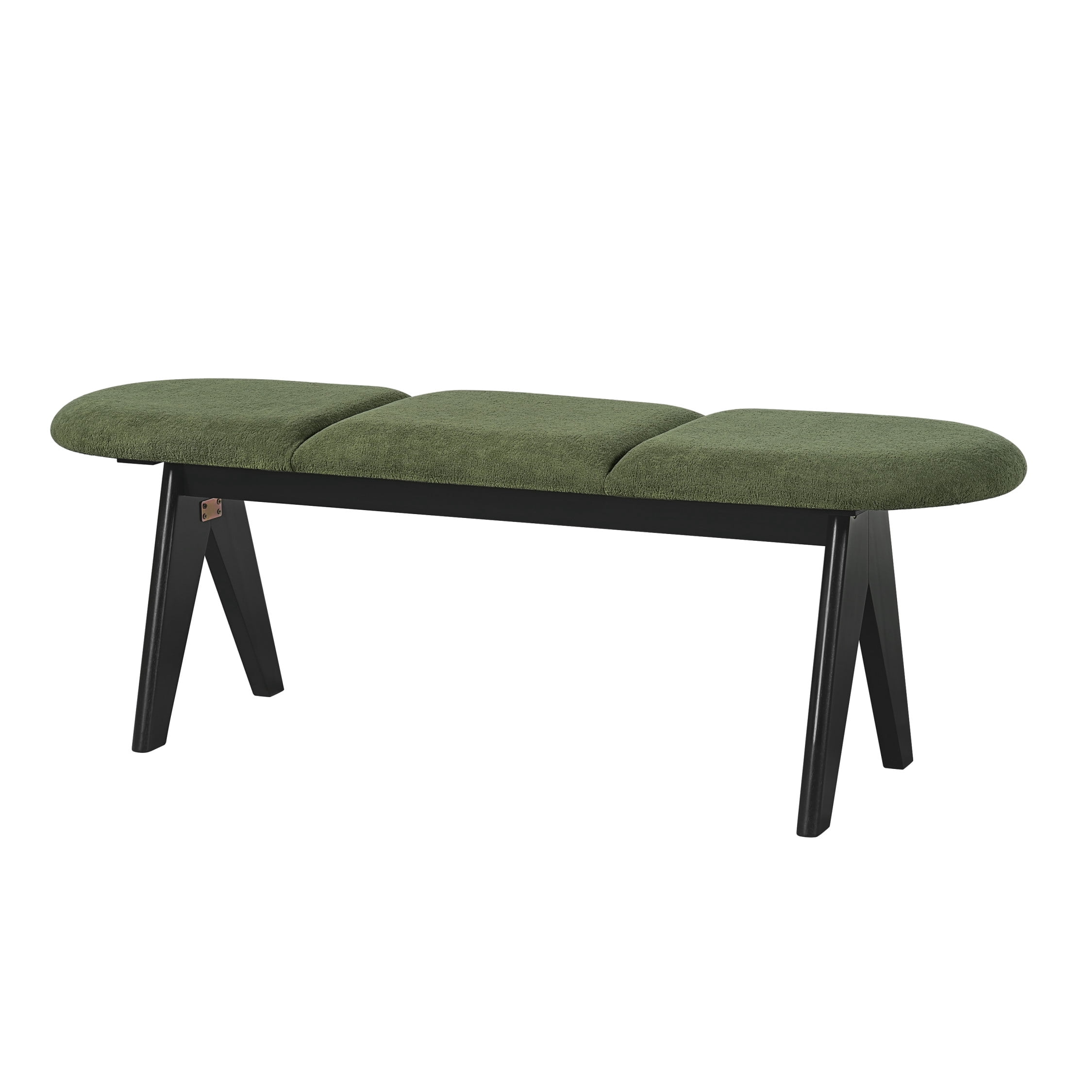 Christopher Knight Home 53" Modern Upholstered Entryway Bench with Black Wood Legs, Green