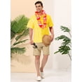 thumbnail image 3 of INSPIRE CHIC Camisa hawaiana de manga corta con botones y lunares a rayas de verano para hombre Amarillo blanco XXL, 3 of 6