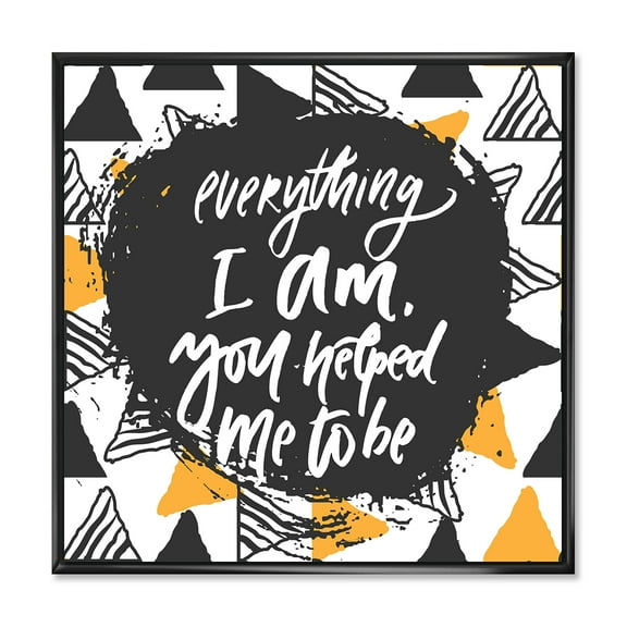 Designart 'Everything I Am You Helped Me To Be On Triangle Pattern' Mid-Century Modern Framed Canvas Wall Art Print