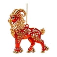 thumbnail image 2 of Edgtyos Christmas Red Goats Ornament, 3.2"x3.2" 2D Acrylic with Gold Cord Goats Hanging Sign Car Rear View Mirror Accessories, Xmas Gift for Family, 2 of 6