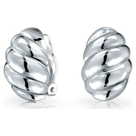 Bling Jewelry Womens Shrimp Style Wavy Twist Clip-On Earrings for Non-Pierced Ears Sterling Silver Bling Jewelry Womens Shrimp Style Wavy Twist Clip-On Earrings for Non-Pierced Ears Sterling Silver