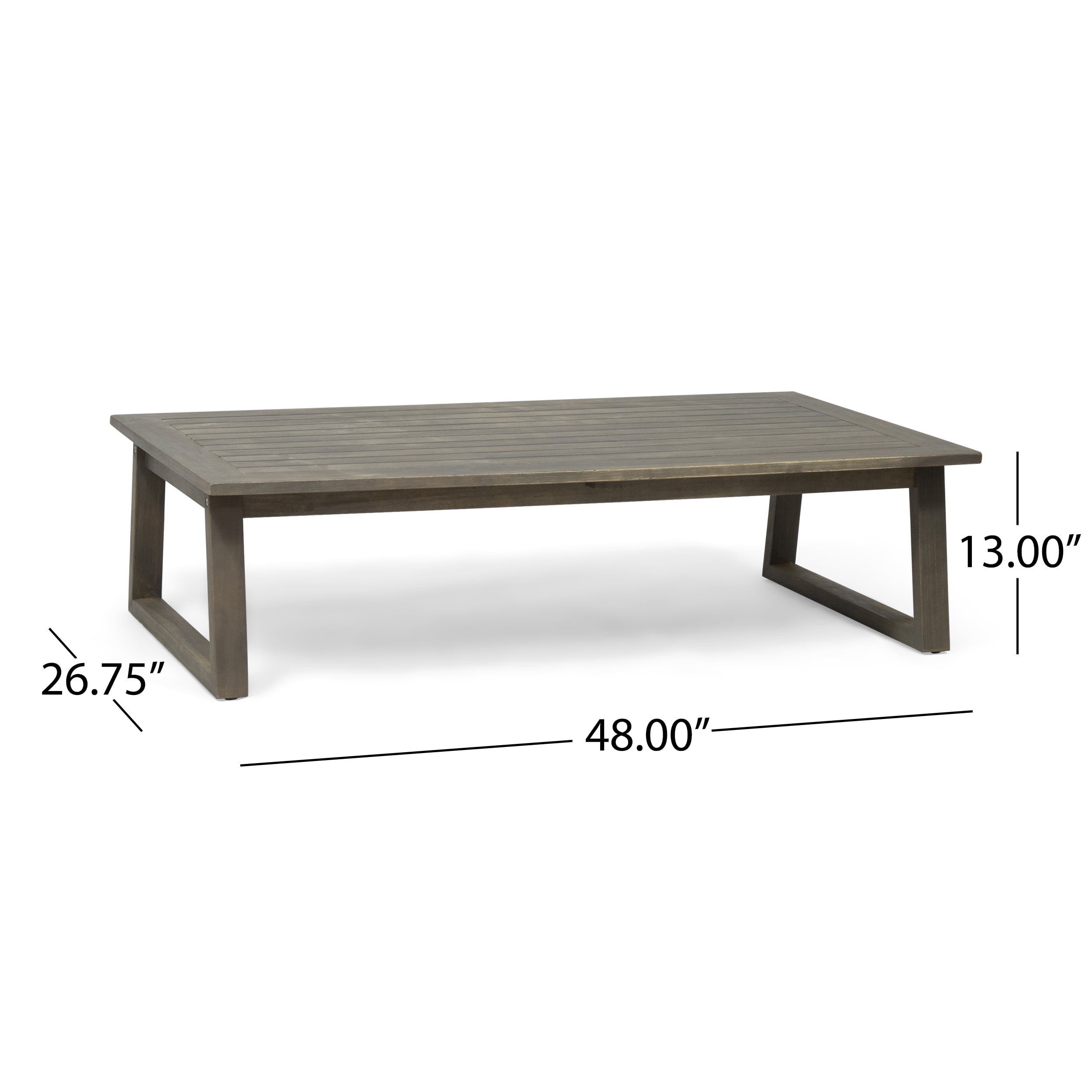 Outdoor Double Sofa and Coffee Table Leisure Set, Acacia Wood Frame Combination Furniture for Patio Garden, Gray and Light Gray