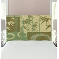 thumbnail image 1 of Bamboo Print Headboard, Circle and Bamboo Silhouette over Vintage Color Oriental Eastern Patchwork Art, Upholstered Decorative Metal Bed Headboard with Memory Foam, Twin Size, Green, by Ambesonne, 1 of 4