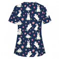 thumbnail image 2 of Pisexur Hauts de Sarrau d'Infirmière pour Femmes, Oeufs de Pâques, Lapin, Imprimé, Uniforme de Travail, Manches Courtes, Col en V, Blouse T-shirt de Tenue de Travail avec Poches, 2 of 3