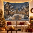 thumbnail image 6 of Snowy Village on a Lantern-Lit Road, Peaceful Illustration for Winter Decor Lovers, Festive Home Art, Christmas Gift, Tapestry Wall Hanging for Living Room and Bedroom, 6 of 7