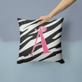 thumbnail image 2 of Letter A Monogram - Zebra Stripe and Pink Fabric Decorative Pillow, 2 of 4