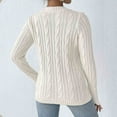 thumbnail image 5 of Felirenzacia Womens Long Sleeve Cable Knit Sweater Crew Neck Fitted Pullover Top Business Casual Work Fall Outfits, 5 of 5