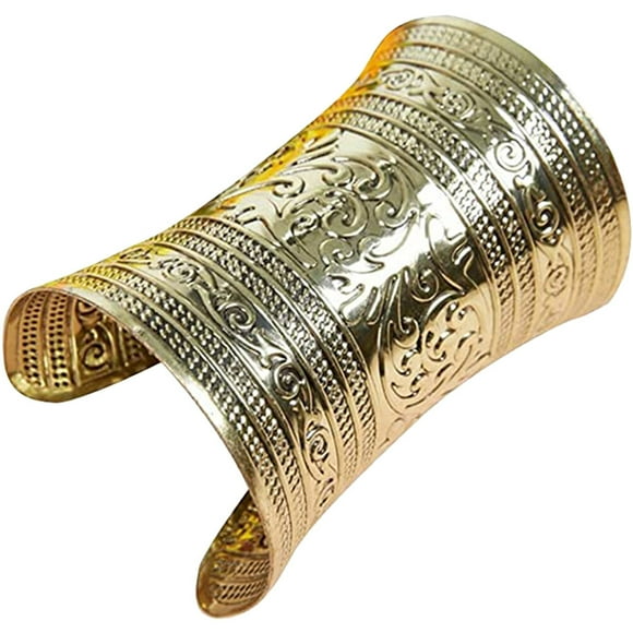 1Set Cuff Bracelet Golden Alloy Round Edge for Costume Party Festival Stage Performance Arm Jewelry