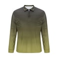 thumbnail image 5 of HOOMEUMY Men's Long Sleeve Gradient Ombre Golf Shirt Half Zip T-Shirt Comfortable Breathable Sport Shirts Tops Summer Ombre Gradient e_Army Green L, 5 of 5