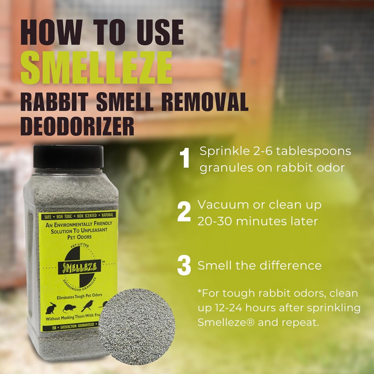 SMELLEZE Natural Rabbit Odor Eliminator Deodorizer 2 lb Granules