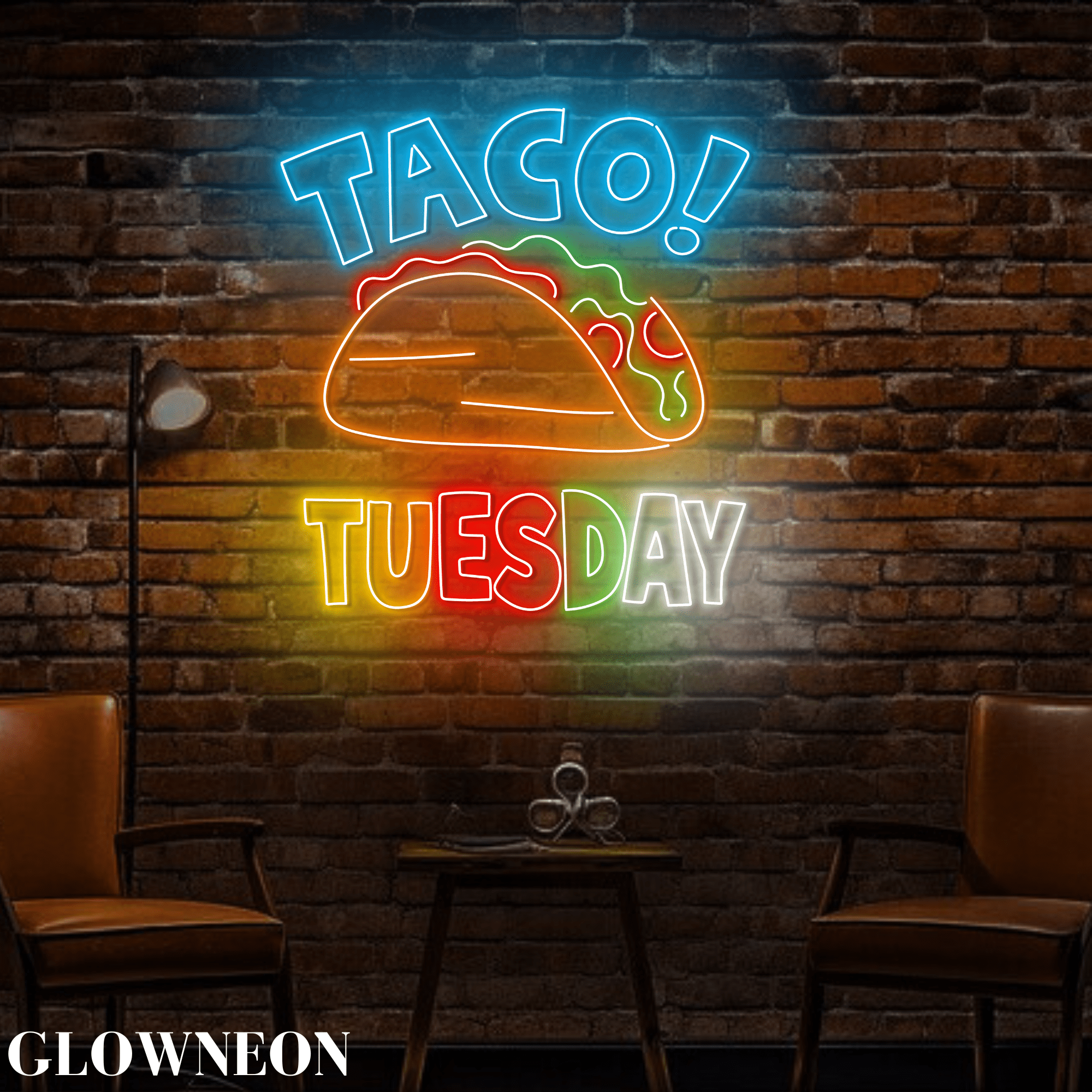 Glowneon Taco Tuesday Led Wall Art, Mexican Taco Restaurant Neon Sign