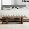 thumbnail image 5 of 47" Modern Bed Bench, Dining Bench with Natural Legs, Upholstered Linen Bench End of Bed Stool for Bedroom, Living Room, Entryway, Beige, 5 of 6