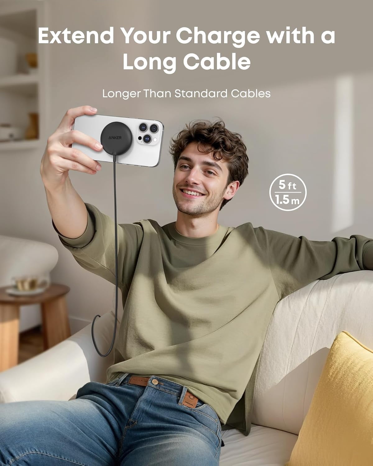Anker Zolo Magnetic Wireless Charger, Qi2 Certified 15W MagSafe-Compatible Wireless Charging Pad