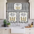 thumbnail image 2 of Bee Dwarf Curtain Valances Set Sweet Gnomes Black White Plaid Farm Flower Kitchen Curtains 36&nbsp;inch Length Rod Pocket Valance and Tiers 3 Piece Set Small Bedroom Bathroom Laundry Decor, 2 of 9