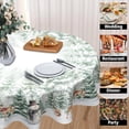 thumbnail image 4 of Winter Christmas Tablecloth 70-Inch Round, Pine Tree Snowman Deer & Snowflake Holiday Design, Washable Polyester for Dining, Kitchen, Picnic & Party Decor, 4 of 7