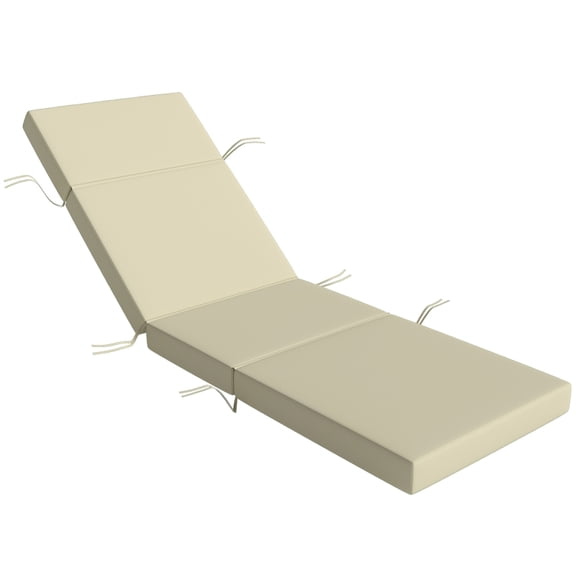 Alvantor Set of 2 Waterproof Outdoor Chaise Lounge Cushions with Ties, 80"x26"x4", Cream White