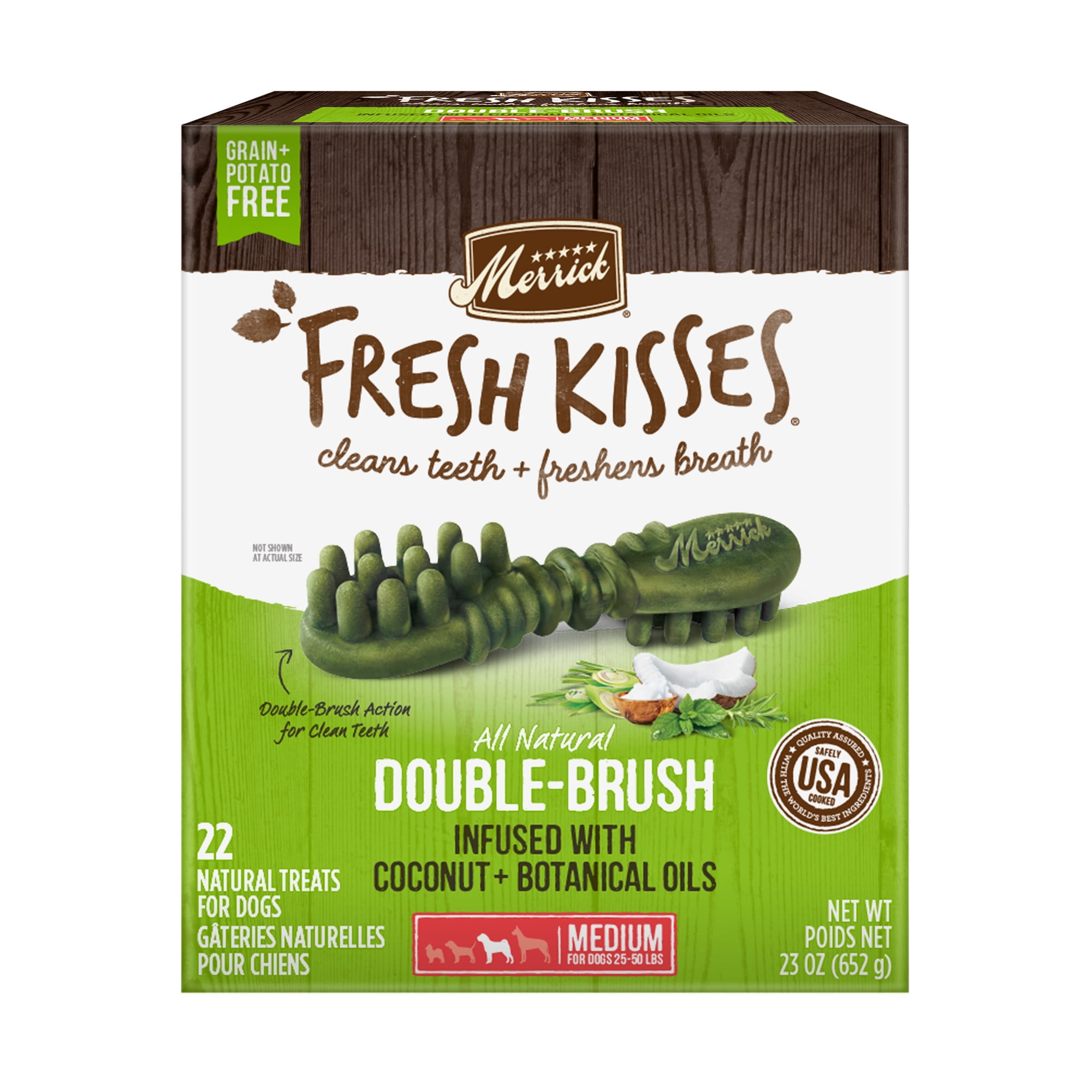 Merrick Fresh Kisses Coconut & Botanical Oils Dental Treats for Dogs, 22 ct Box