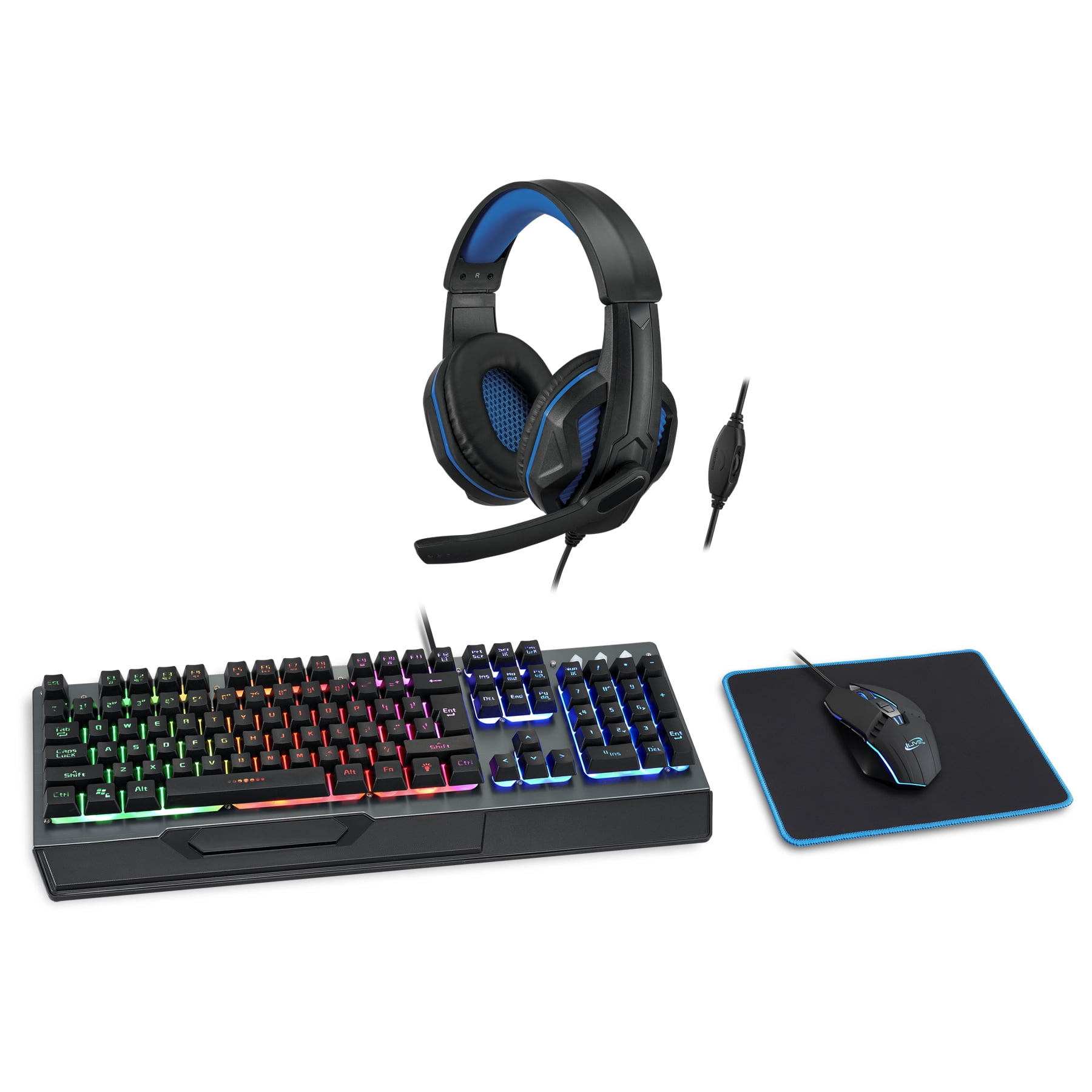 Pro Gaming LED Station 4 in 1 Keyboard Headset/Phone Mouse and Pad Combo Bundle 