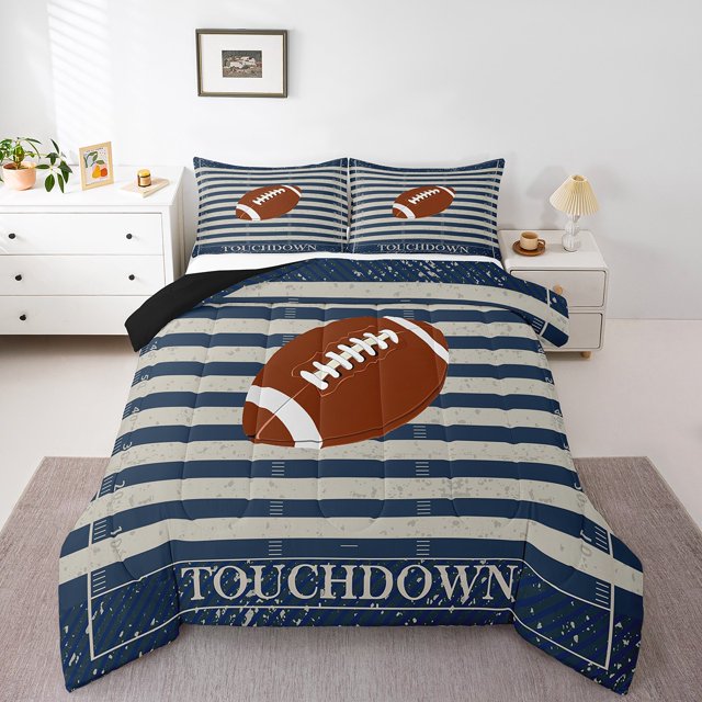 Erosebridal American Football Comforter Sets Toddler Size, Retro Rugby Comforters & Duvets, Sports Player Decor, Reversible 2pcs