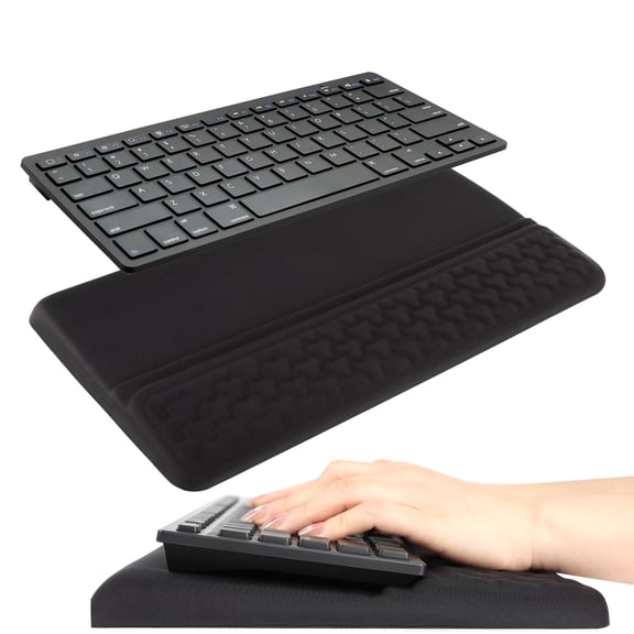 ROSYNEY Keyboard Wrist Rest - Ergonomic Wrist Rest for Computer Keyboard with Non-Slip Base, Cushioned Keyboard Stand Mat for Office and Home Desk - Black