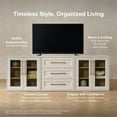 thumbnail image 3 of Mopio Blake 3 Piece Entertainment Center with Storage, Modern Farmhouse Modular Storage Cabinet Dresser TV Stand for up to 65" TVs, Side Display Case, Media Console Cabinet, Living Room (White), 3 of 10