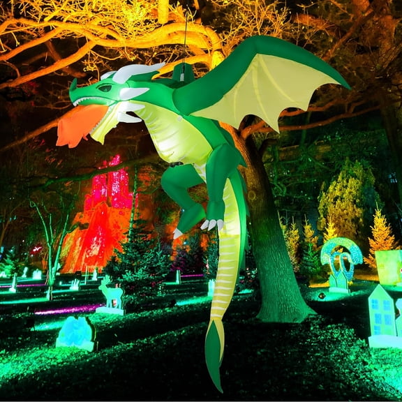FT Hanging Inflatable Decoration, Blow-up Flying Fire-Breathing Dragon with Huge & Built-in , Indoor & Outdoor Party Decoration for Yard, Porch