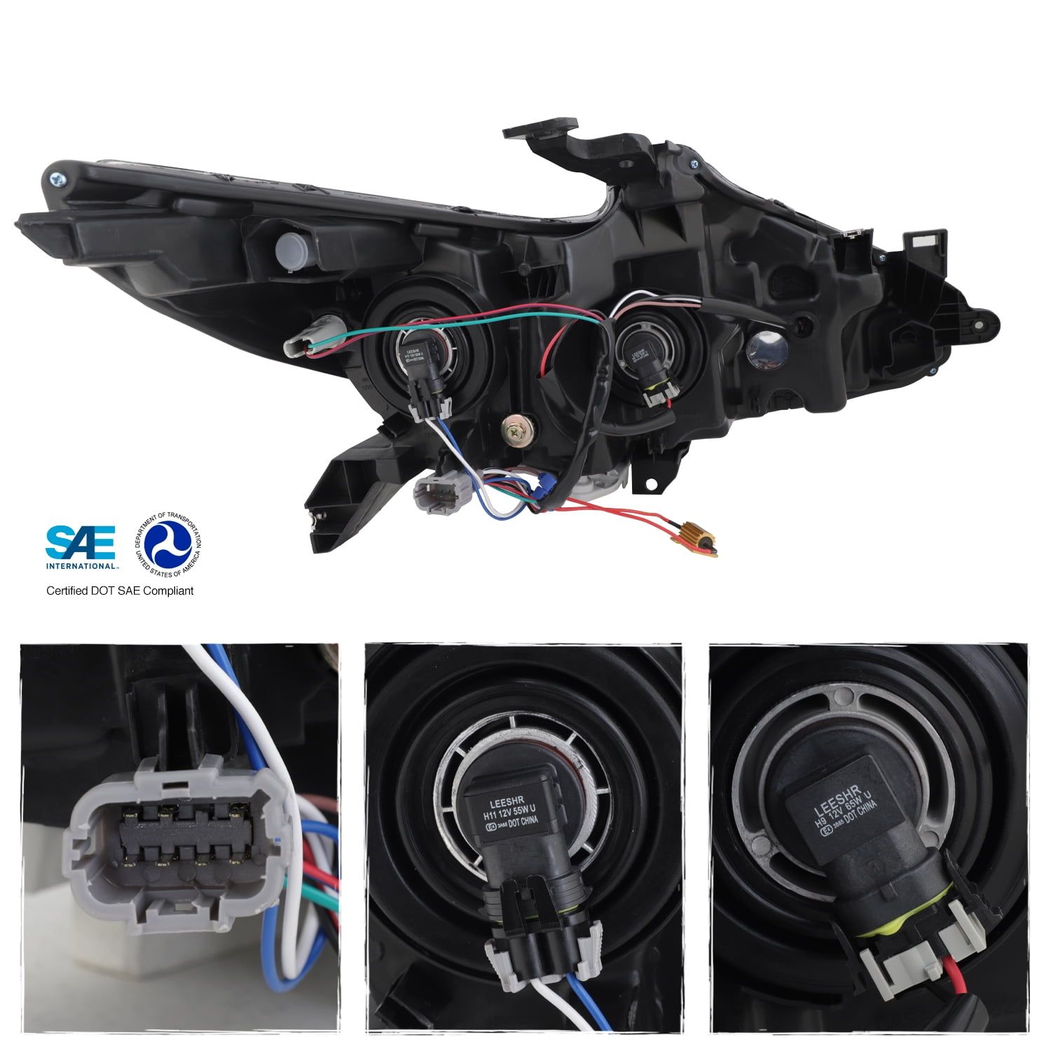 AKKON - Fit 2016 2017 2018 Altima 4-Door [Halogen Type] LED/DRL Switchback Daytime Signal Projector Headlights - Black Pair
