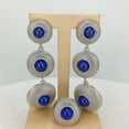 thumbnail image 5 of 1 pair of Earrings + 1 Bangle + 1 Necklace + 1 Ring Plated Exaggerated Plate Shape Inlaid Deep Blue Gemstone Stunning Decor For Party, 5 of 6