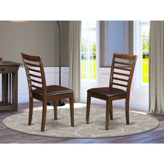 MLC-MAH-LC Milan Kitchen Chair with Faux Leather Seat - Mahogany Finish - Set of 2