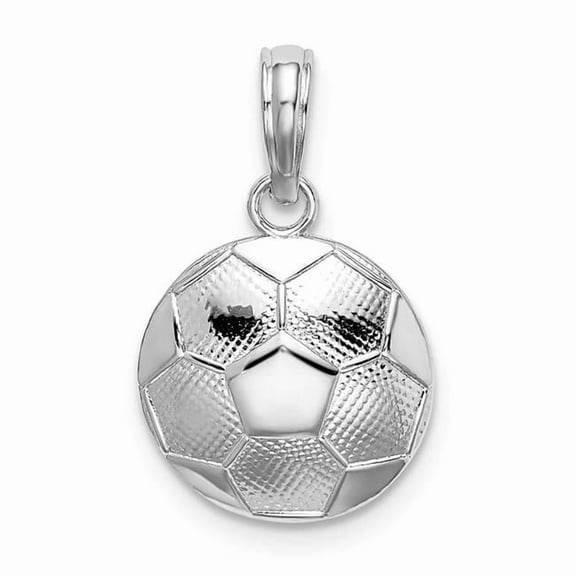Finest Gold Sterling Silver Polished Textured Soccer Ball Pendant