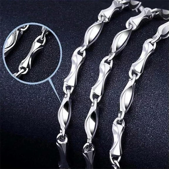 K-KED Cool 925Sterling Silver 4mm Big Waterwave Links Chains Unisex Necklace 16"-30"-16"