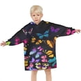 thumbnail image 3 of Black Butterfly Colorful Wings Pattern Blanket Hoodies for Kids 6-13YR Oversize Wearable Blanket Hoodies for Boys Girls Teens, 3 of 7