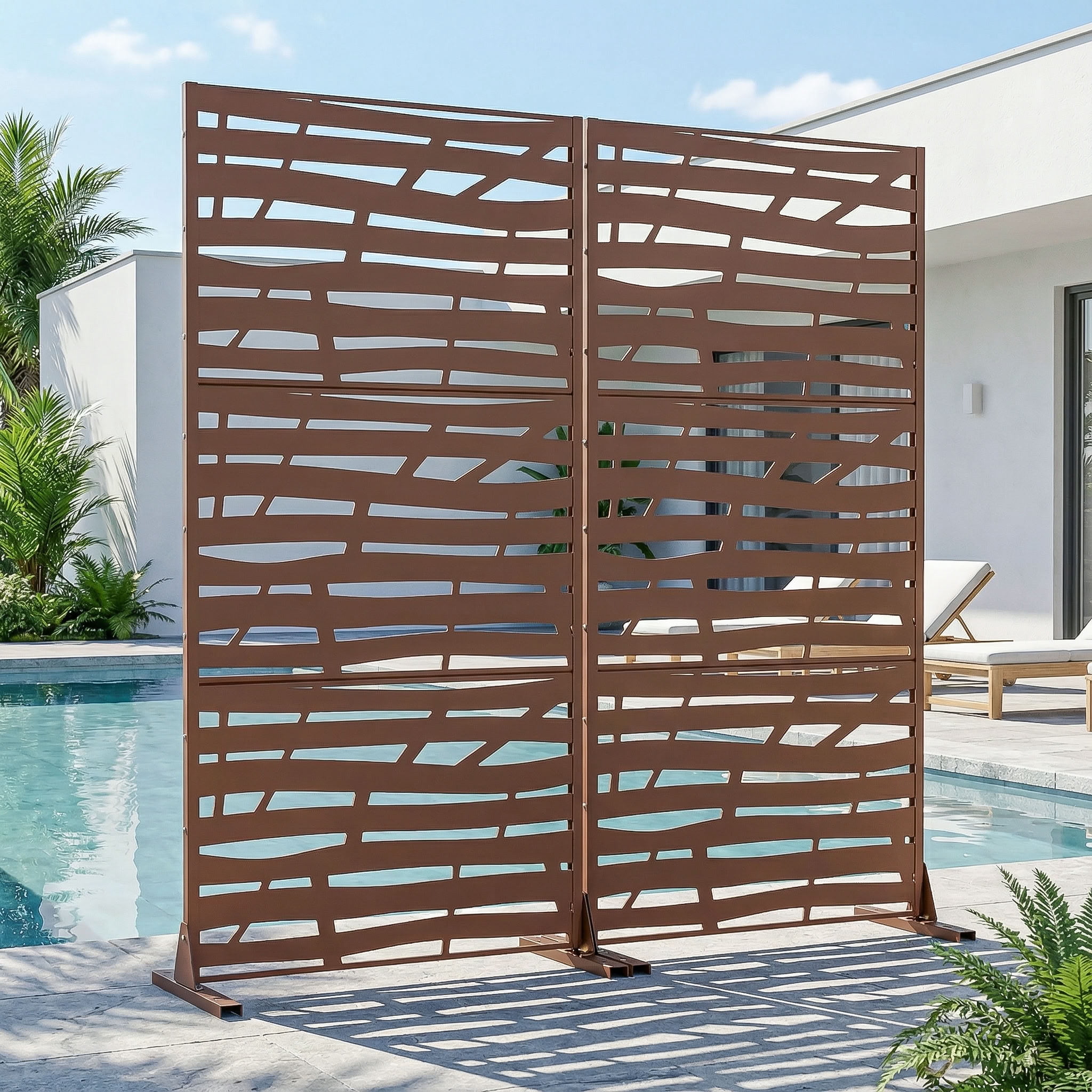 MAYEERTY 72*35in Outdoor Privacy Screen, UV Resistant Metal Privacy Panel, Privacy Divider for Patio, Balcony, Backyard, Garden